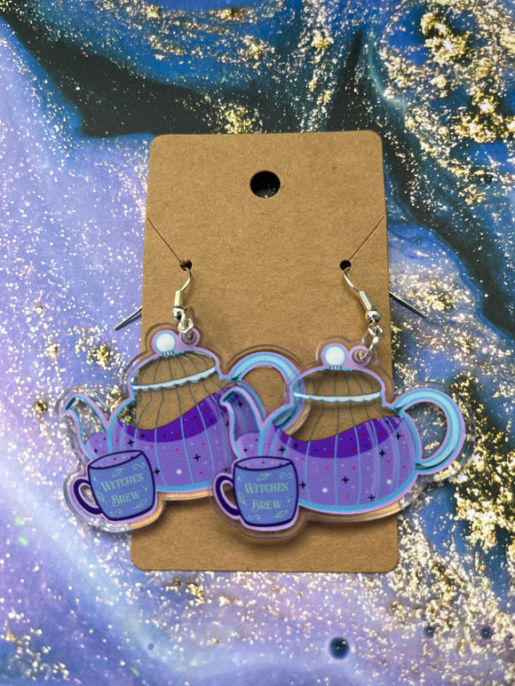 Witches Brew Tea Pot Earrings